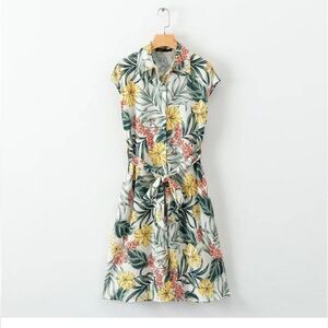 Zara button-down tropical dress